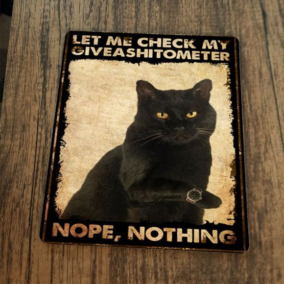 Let Me Check My Giveashitometer Black Cat Mouse Pad - Picture 1 of 1